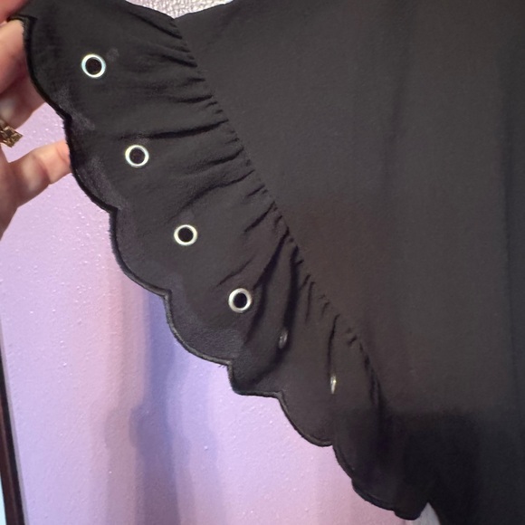 MICHAEL Michael Kors Black Ruffle Sleeve Blouse - Picture 3 of 5